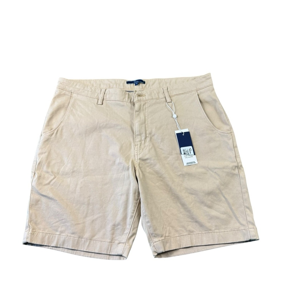 Shore Brown Khaki Flat Front Mens Chino Short Size 33 NWD Safari 7.5 Inseam